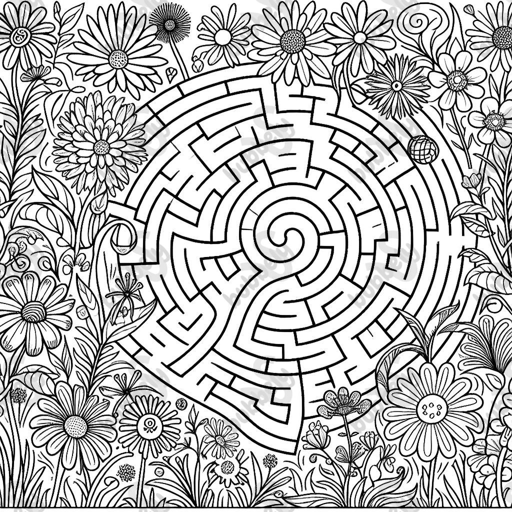Wildblumen-Labyrinth mit Start und Ziel