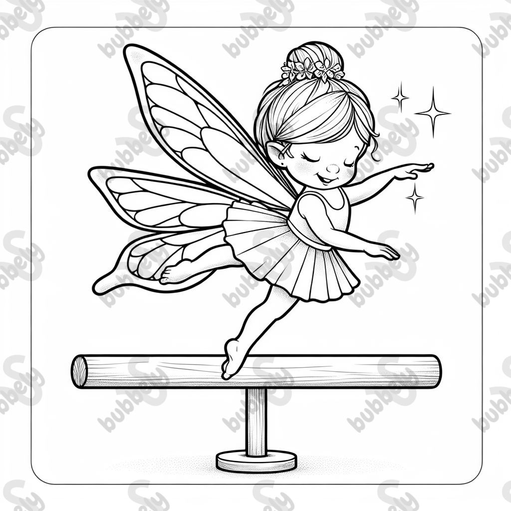 a fairy doing the balance beam