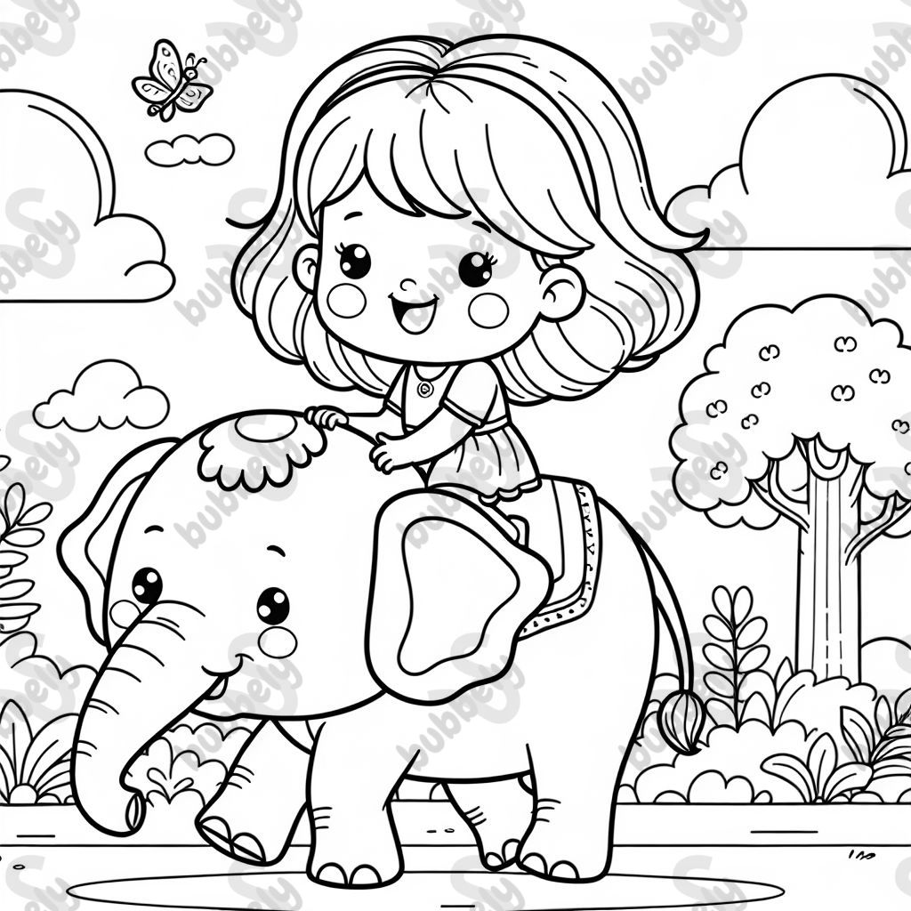 Girl riding elephant