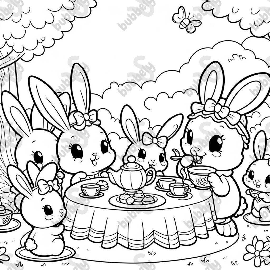 fiesta de té de conejitos fiesta de té de conejitos