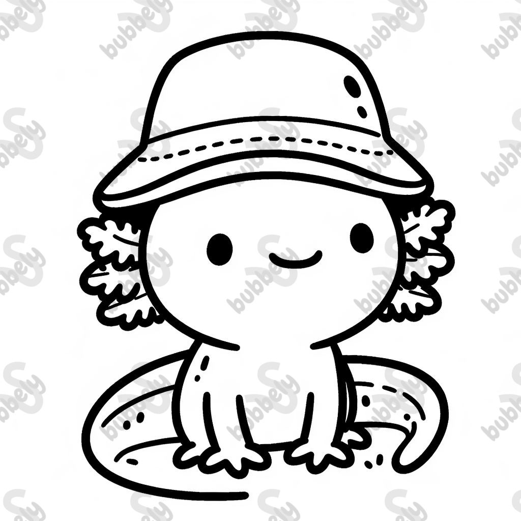 Axolotl portant un chapeau en seau sans arrière-plan Axolotl portant un chapeau en seau sans arrière-plan