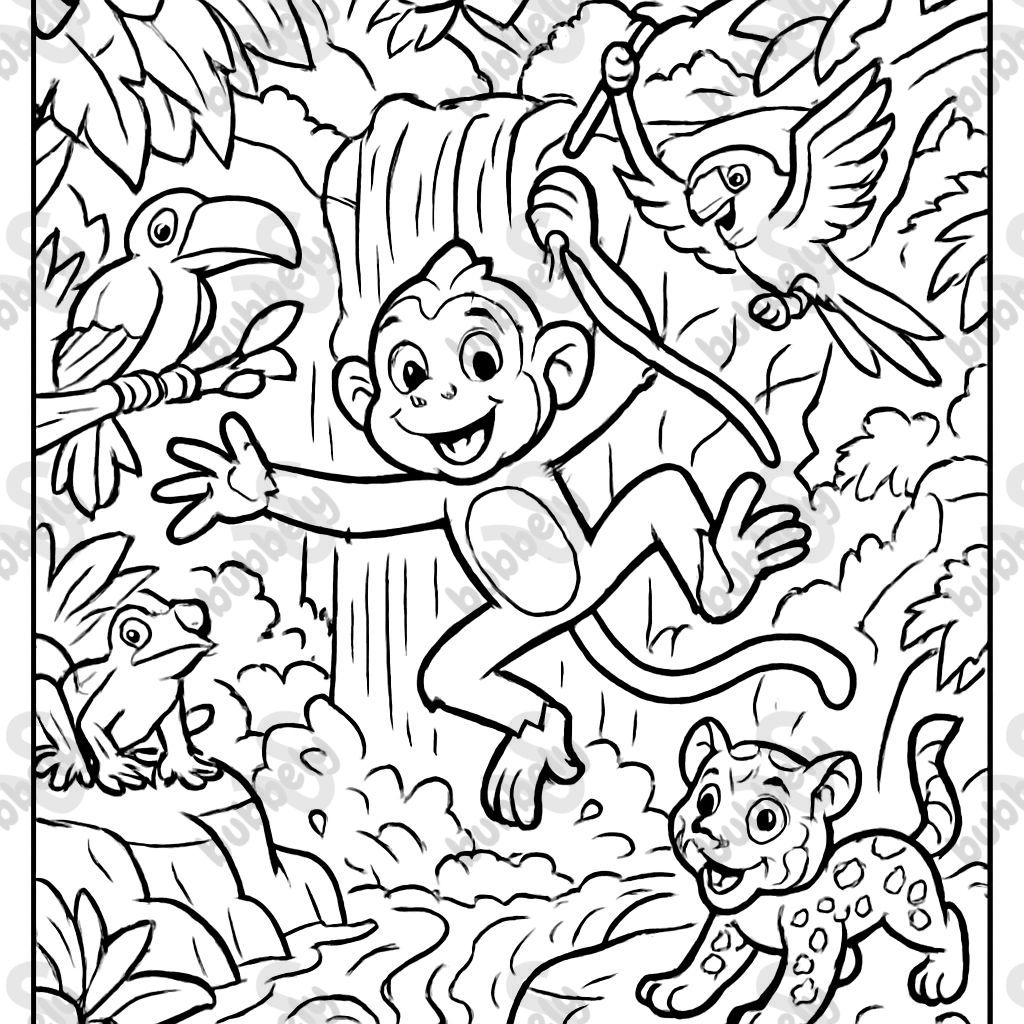 selva tropical con cascadas y muchos animales selva tropical con cascadas y muchos animales