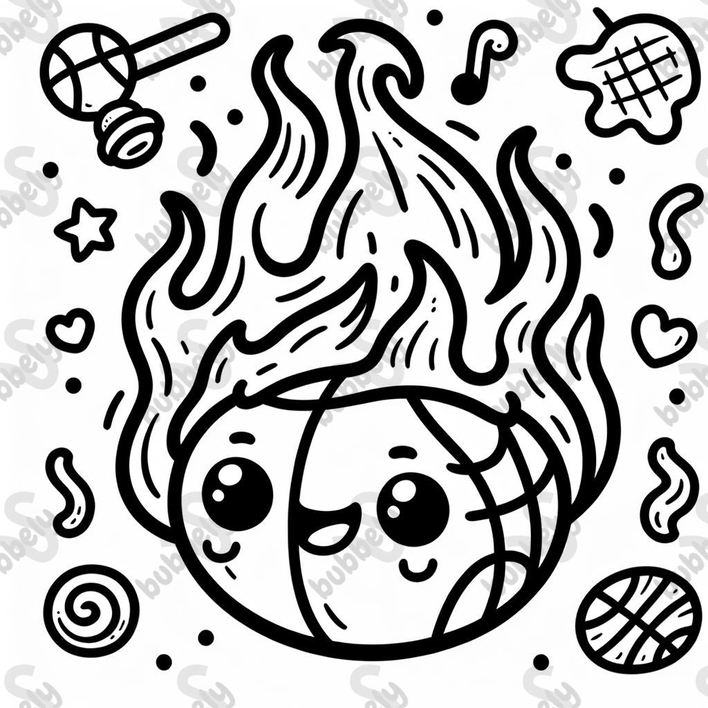 Ein brennender Basketball, der aufregend und energiegeladen aussieht.