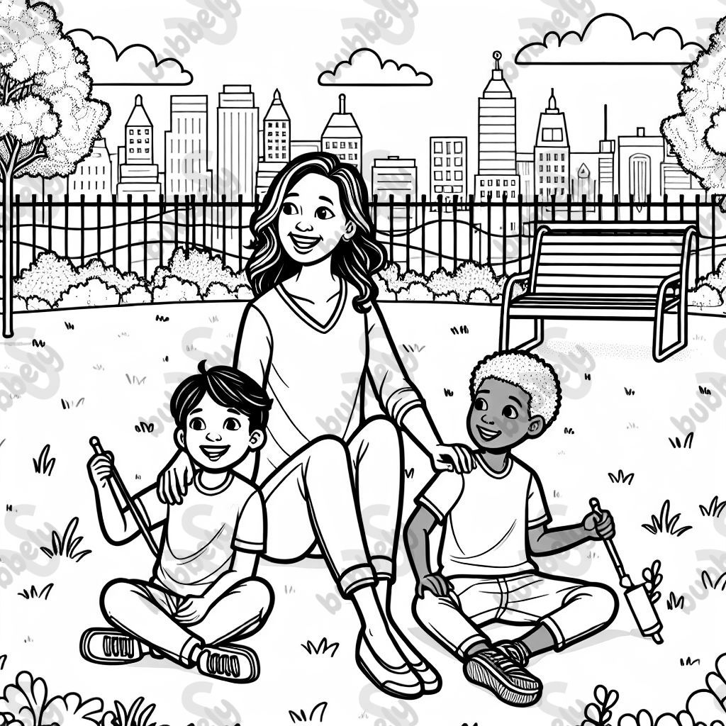 mamá con sus dos chicos mamá con sus dos chicos