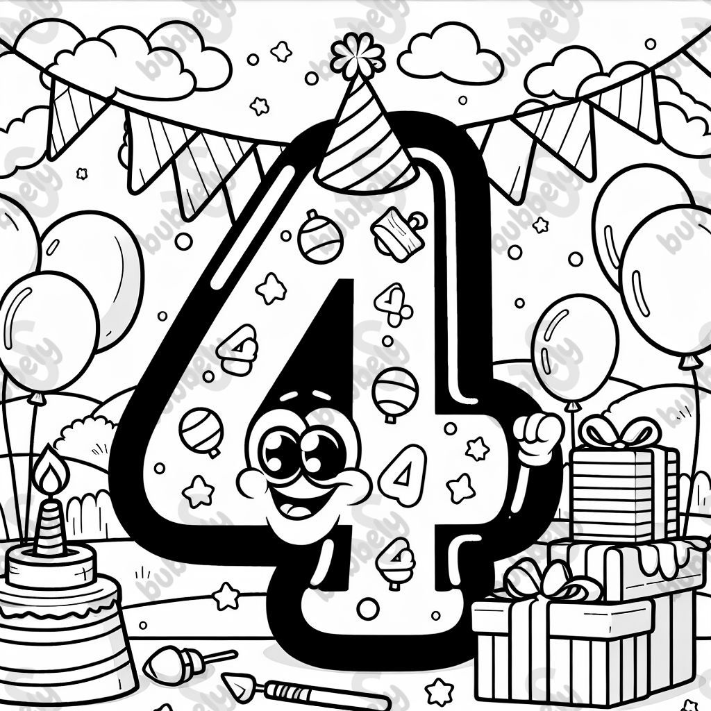 a big number 4 at a birthday party a big number 4 at a birthday party