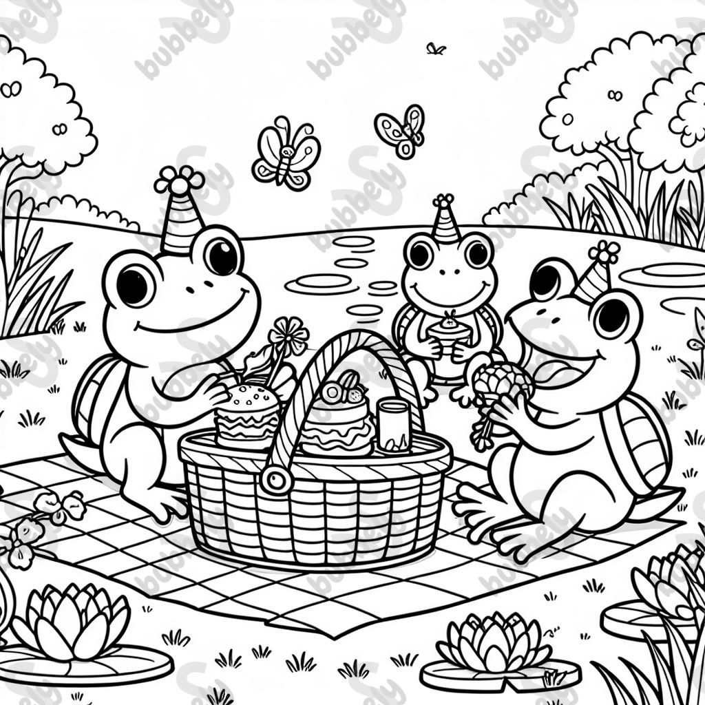 Des grenouilles ayant un pique-nique Des grenouilles ayant un pique-nique