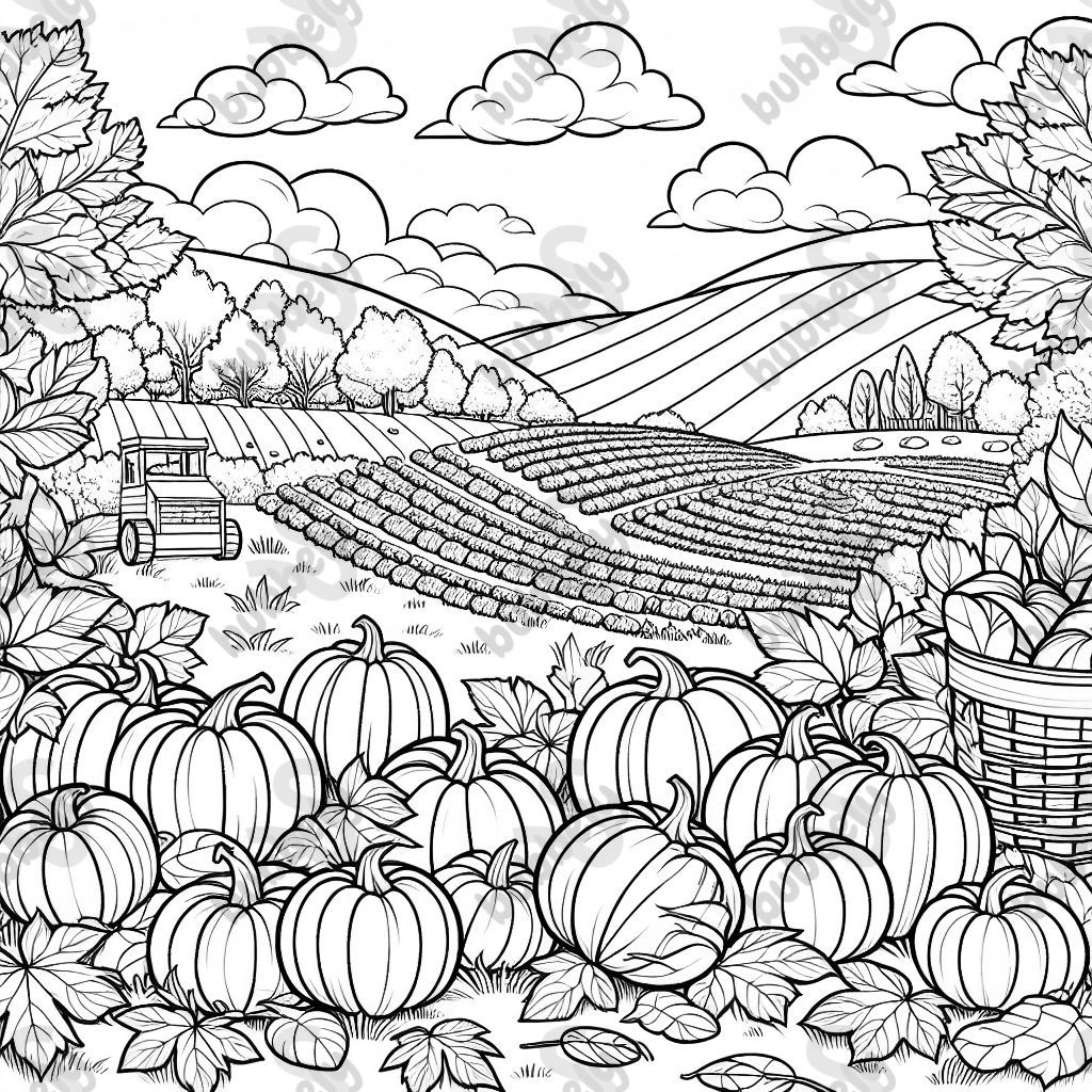 Ein malerischer Kürbisgarten mit Laubhaufen