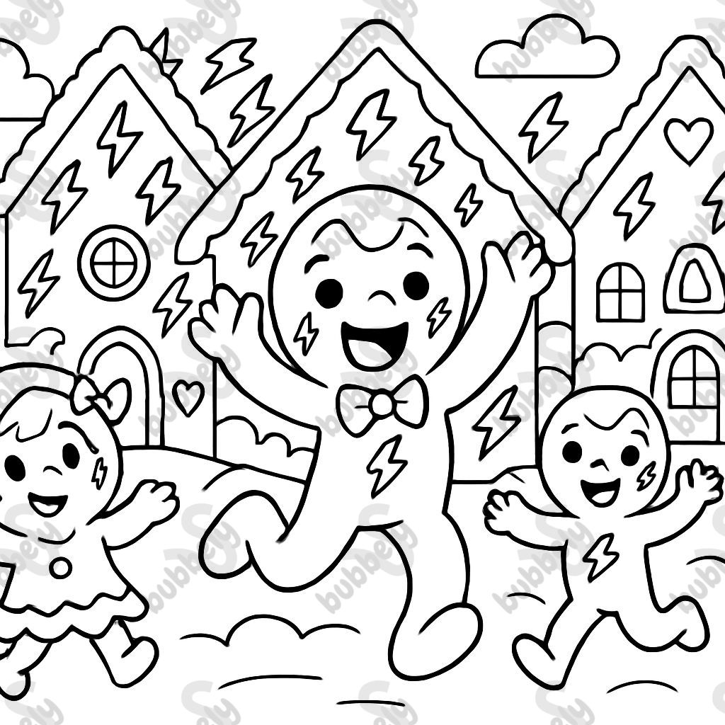 village of gingerbread houses with lightening bolt decorations village of gingerbread houses with lightening bolt decorations