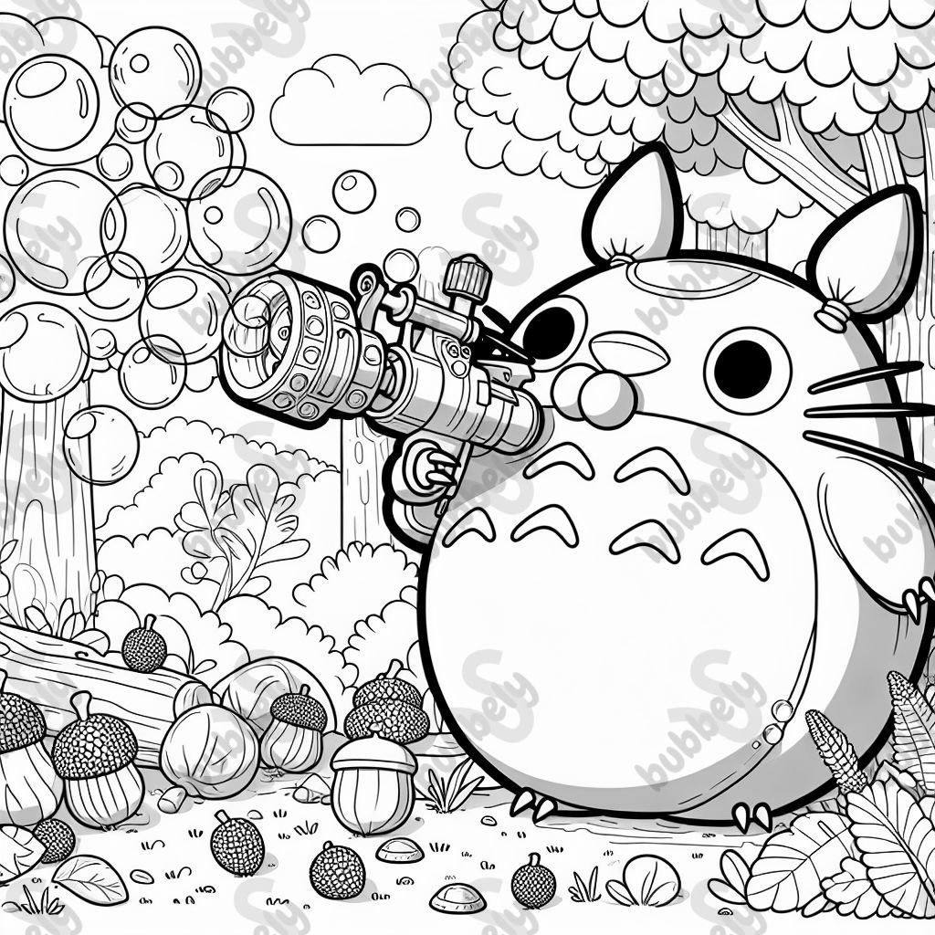 A bubble gun drinking acorns from Totoro
