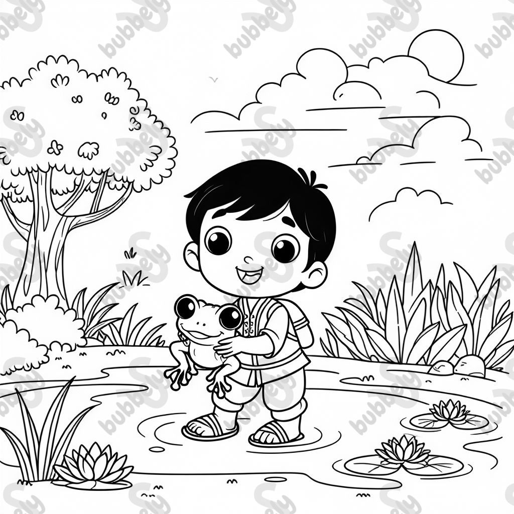 Un petit garçon indien tenant une grenouille. Un petit garçon indien tenant une grenouille.