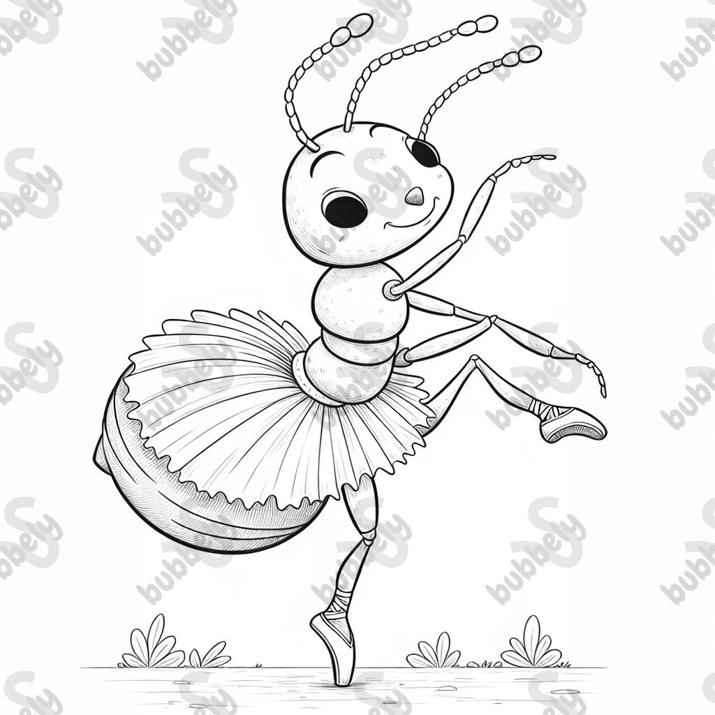 Una hormiga gigante que lleva zapatos de ballet y un tutu. Una hormiga gigante que lleva zapatos de ballet y un tutu.