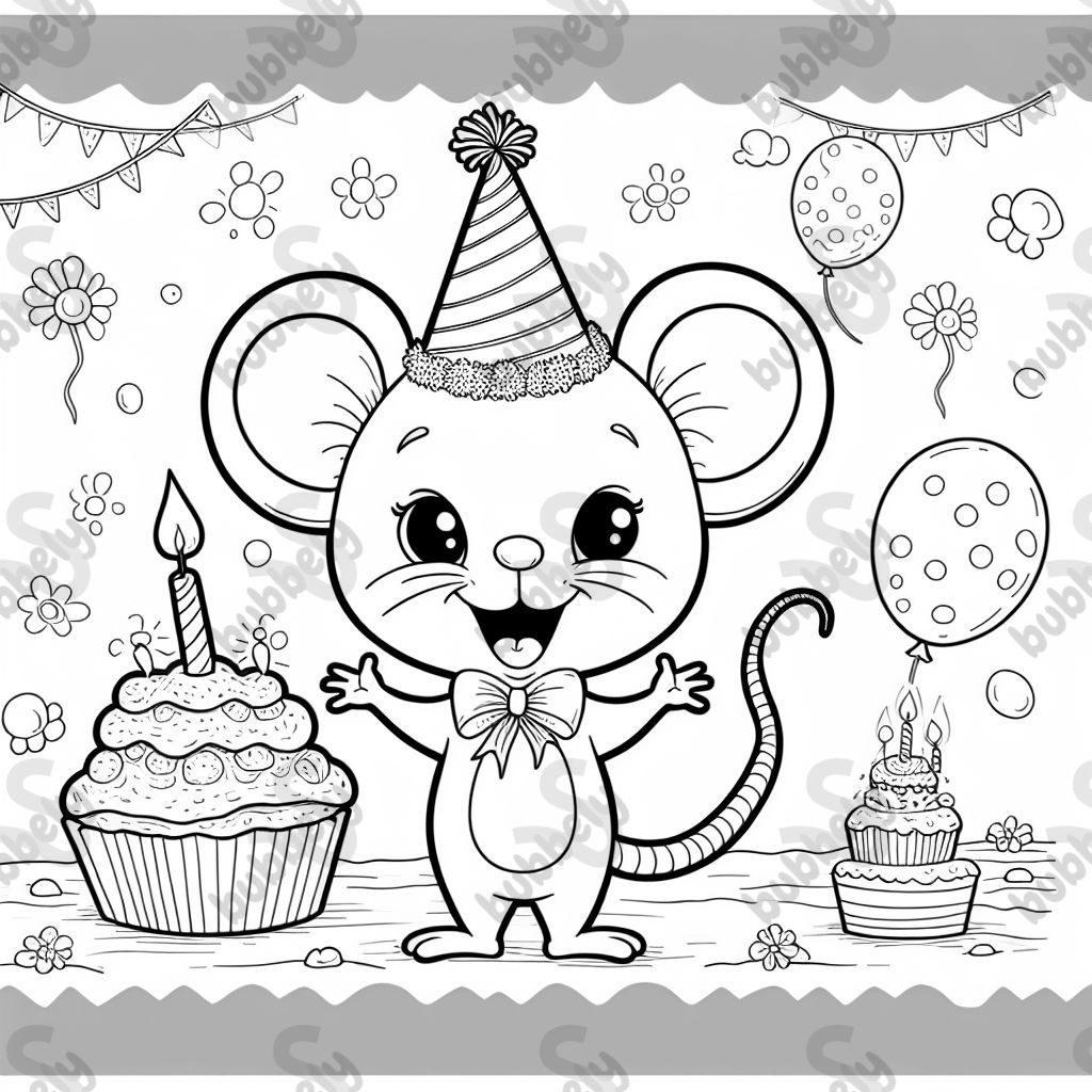 Maus mit Geburtstagshut