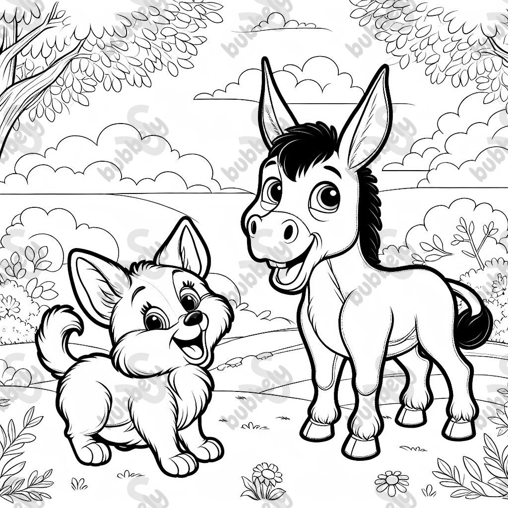 Ein kleiner Hund und ein Esel Ein kleiner Hund und ein Esel