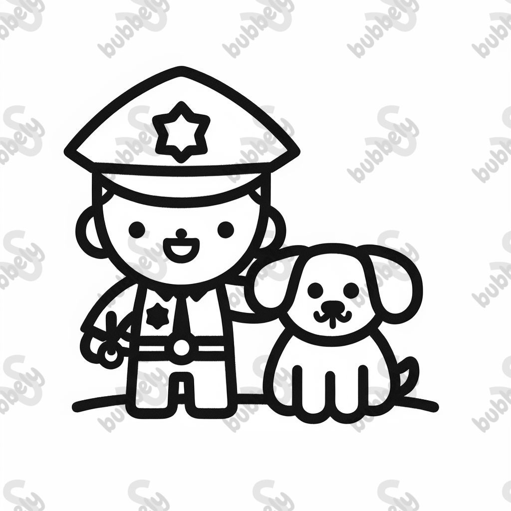 Un oficial de policía se encuentra junto a su perro policía, listo para proteger la ciudad. Un oficial de policía se encuentra junto a su perro policía, listo para proteger la ciudad.