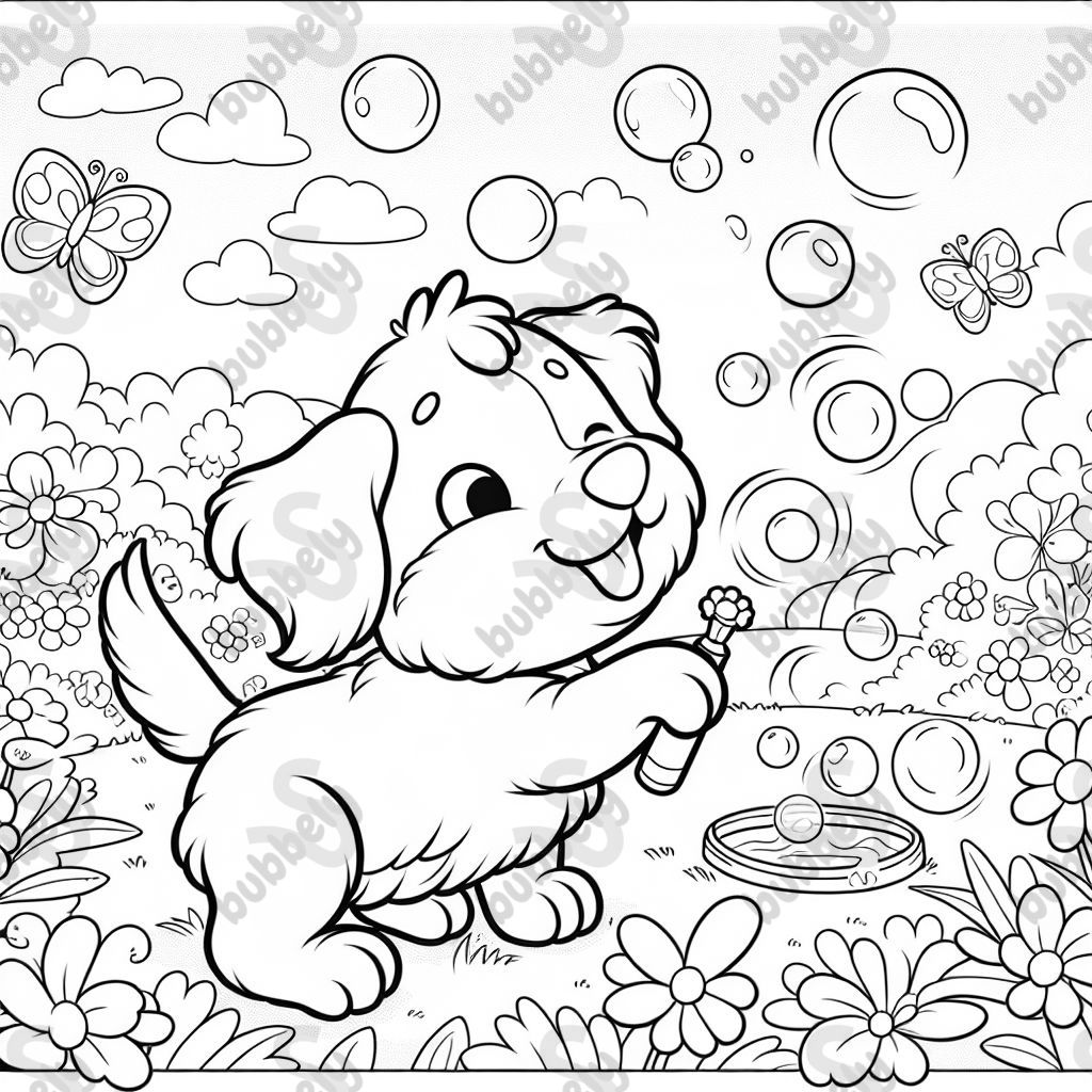 ein hund mit schlappohren der nach seifenblasen schnappt im garten ein hund mit schlappohren der nach seifenblasen schnappt im garten