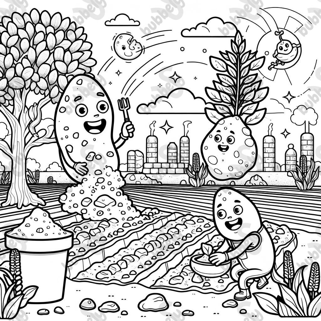 Une illustration de l'humus aidant les plantes, à colorier pour les enfants de première année. Une illustration de l'humus aidant les plantes, à colorier pour les enfants de première année.
