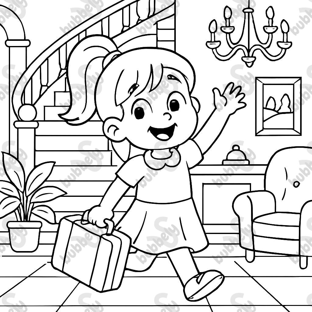 Una niña pequeña disfrutando de su tiempo en un hotel elegante. Una niña pequeña disfrutando de su tiempo en un hotel elegante.