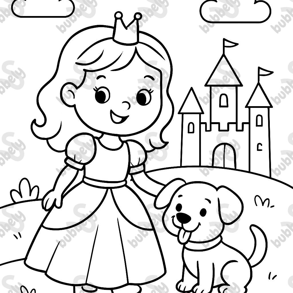 Prinzessin mit Hund und schloss Prinzessin mit Hund und schloss