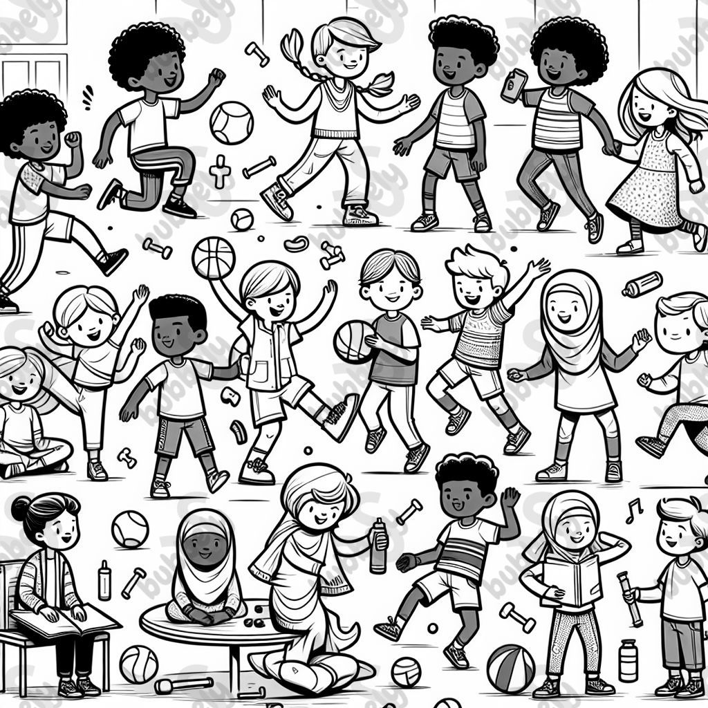 niños haciendo ejercicio niños haciendo ejercicio