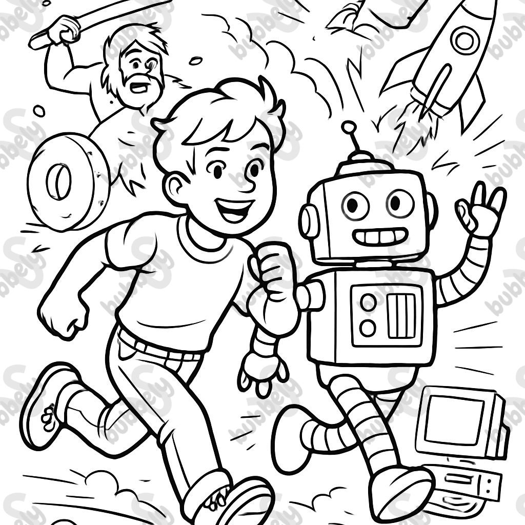 Technologie au fil du temps avec des robots Technologie au fil du temps avec des robots