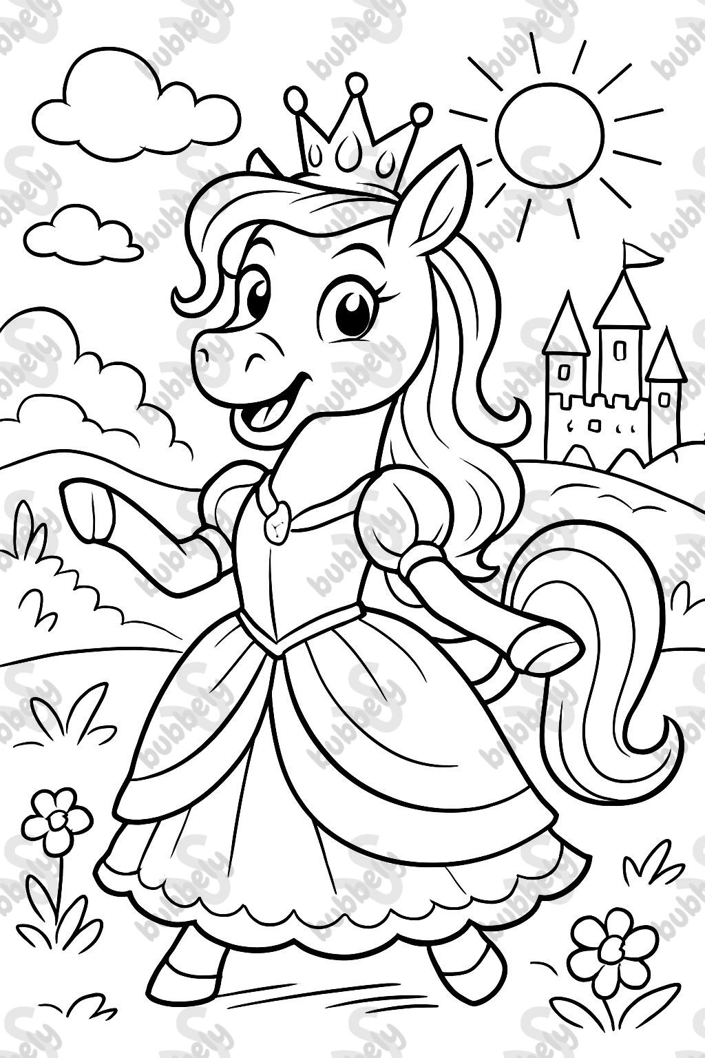 A horse in a princess dress with a crown A horse in a princess dress with a crown