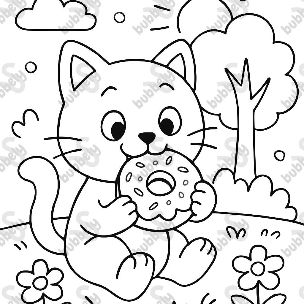 Chat mange un donut Chat mange un donut