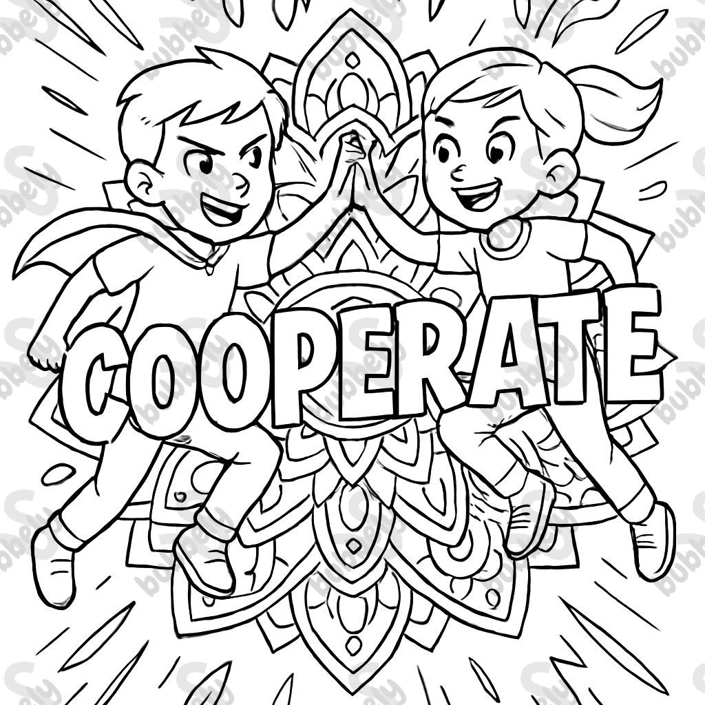 the word cooperate in a mandala coloring page the word cooperate in a mandala coloring page