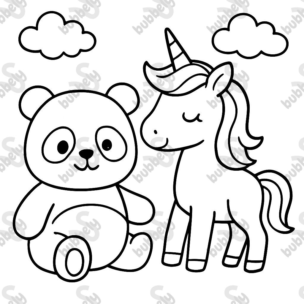 a panda and unicorn with clouds a panda and unicorn with clouds