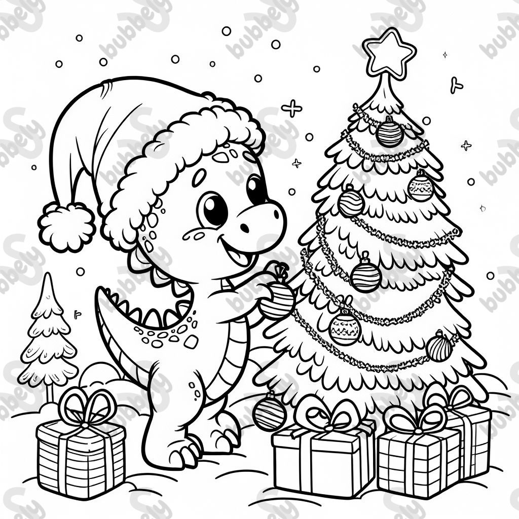 A dinosaur celebrating christmas