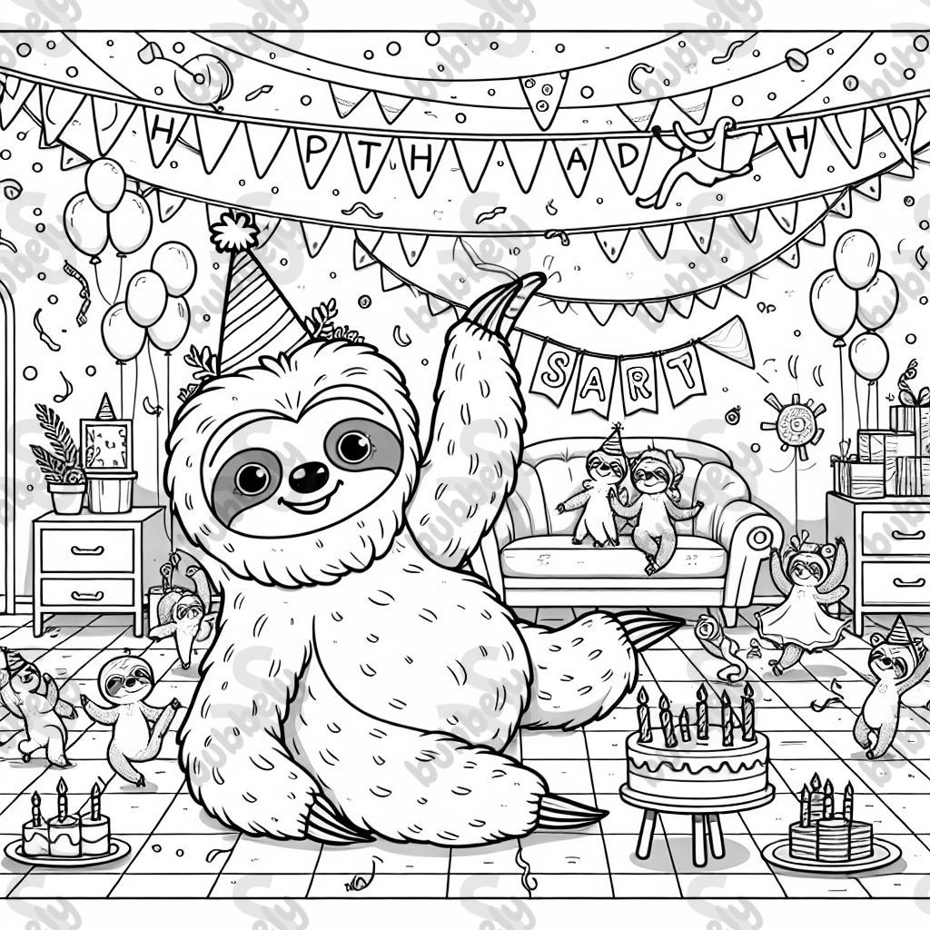 Paresseux faisant la fête à l'anniversaire de Carter Paresseux faisant la fête à l'anniversaire de Carter