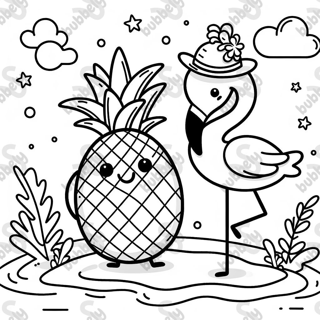 un ananas avec un chapeau de flamant rose un ananas avec un chapeau de flamant rose
