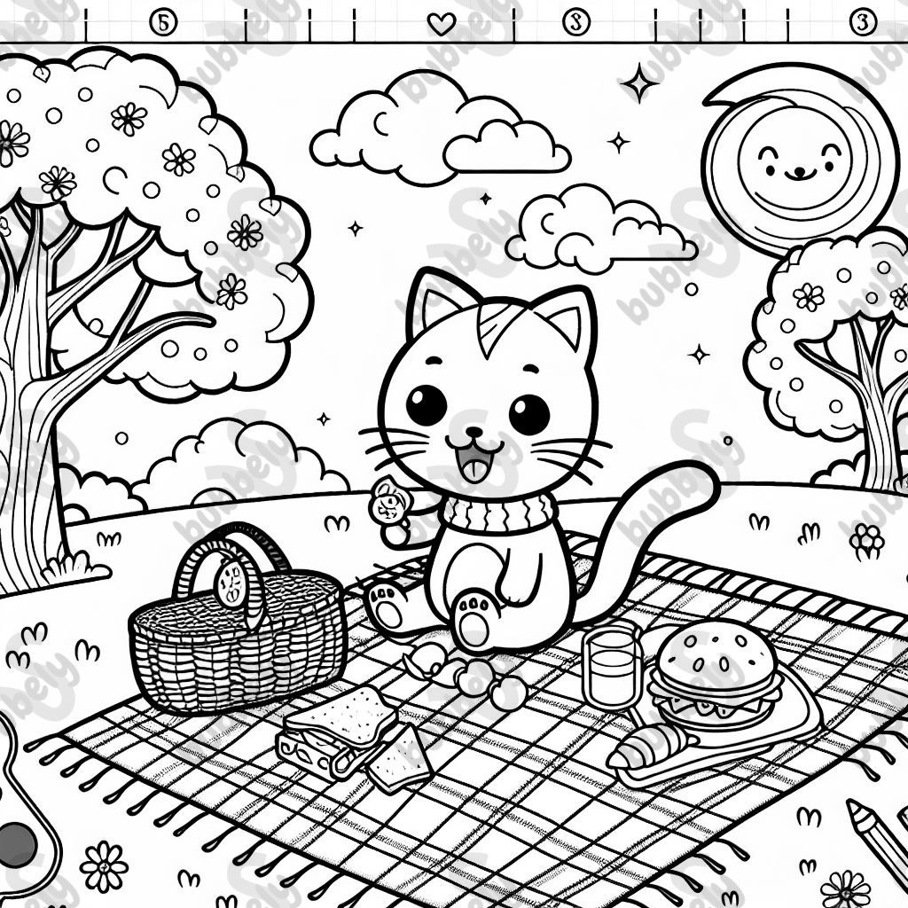 A cat having a picnic