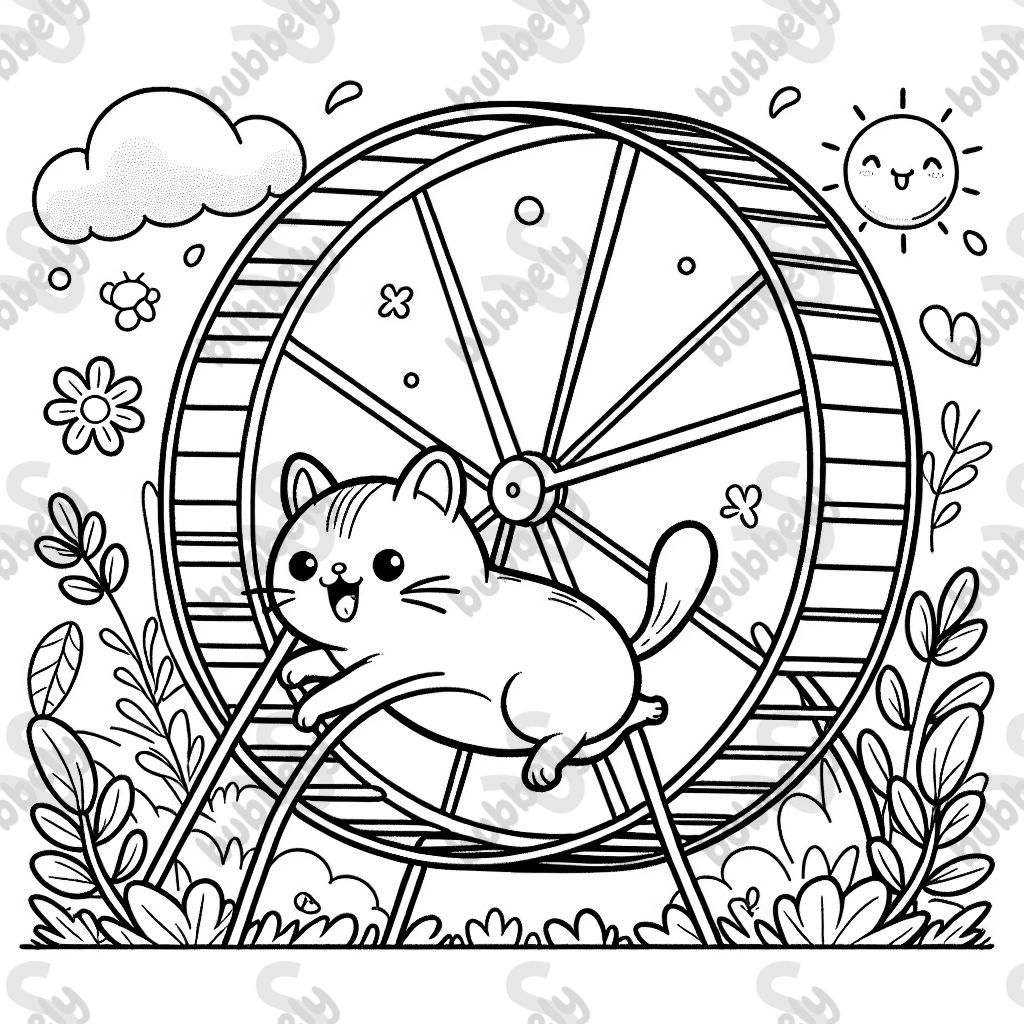 A cat riding a running wheel A cat riding a running wheel