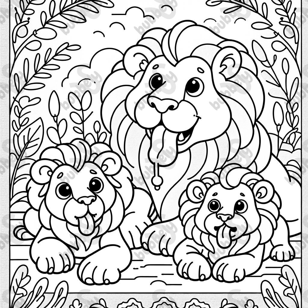 A family of lions sticking their tongues out. Perfect for kids to color. A family of lions sticking their tongues out. Perfect for kids to color.
