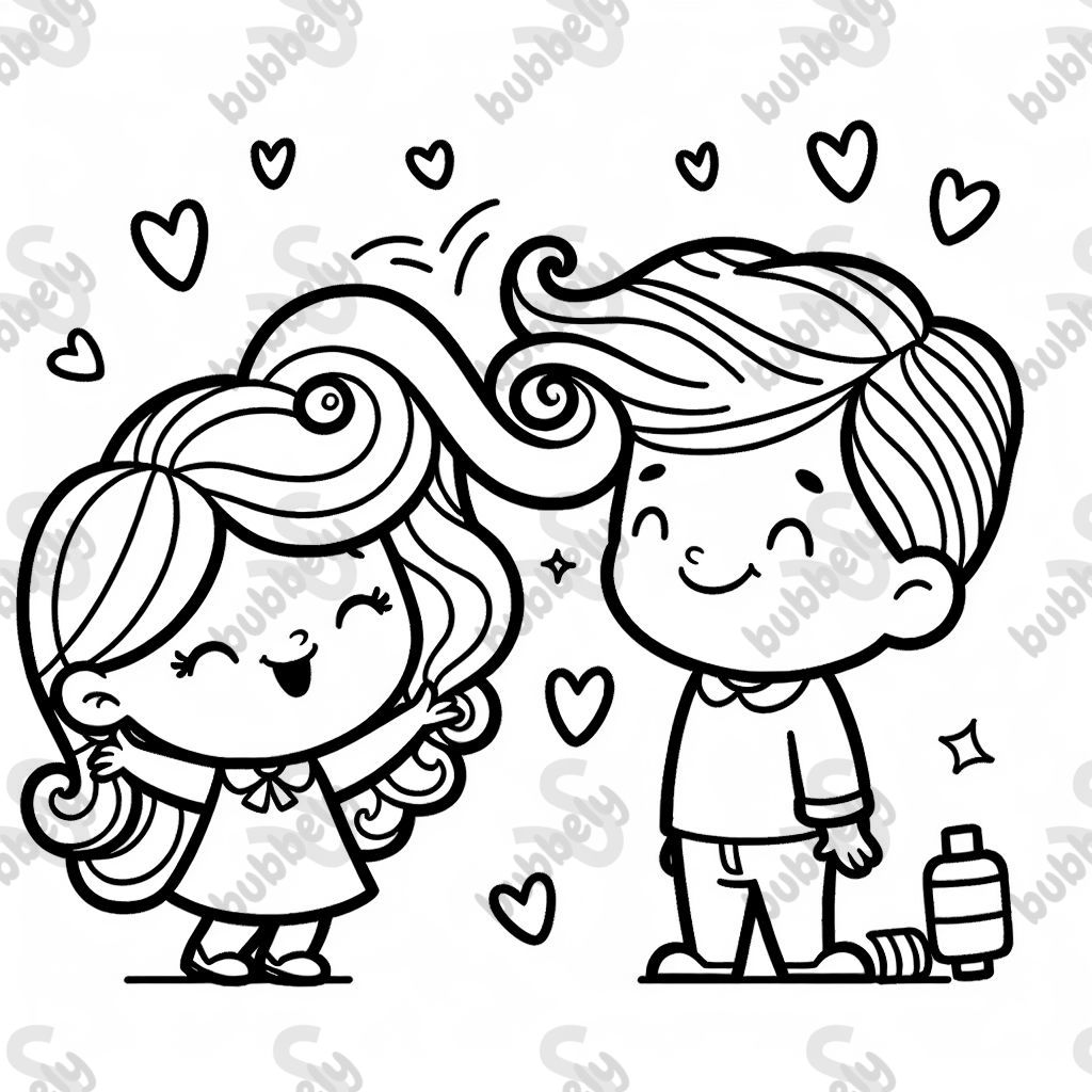 Love is in the hair - a creative coloring page that shines in vibrant colors. Love is in the hair - a creative coloring page that shines in vibrant colors.