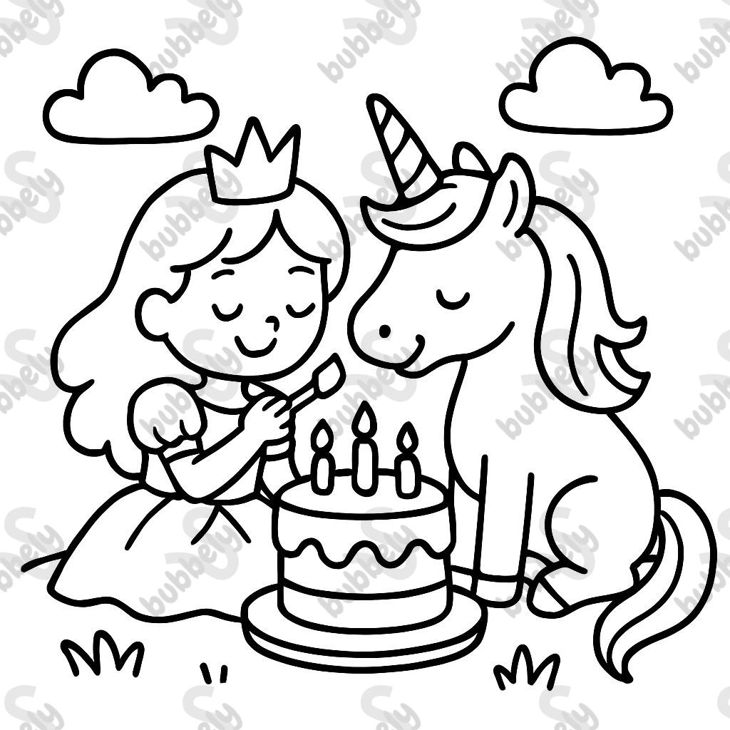 princesse et licorne mangeant du gâteau princesse et licorne mangeant du gâteau