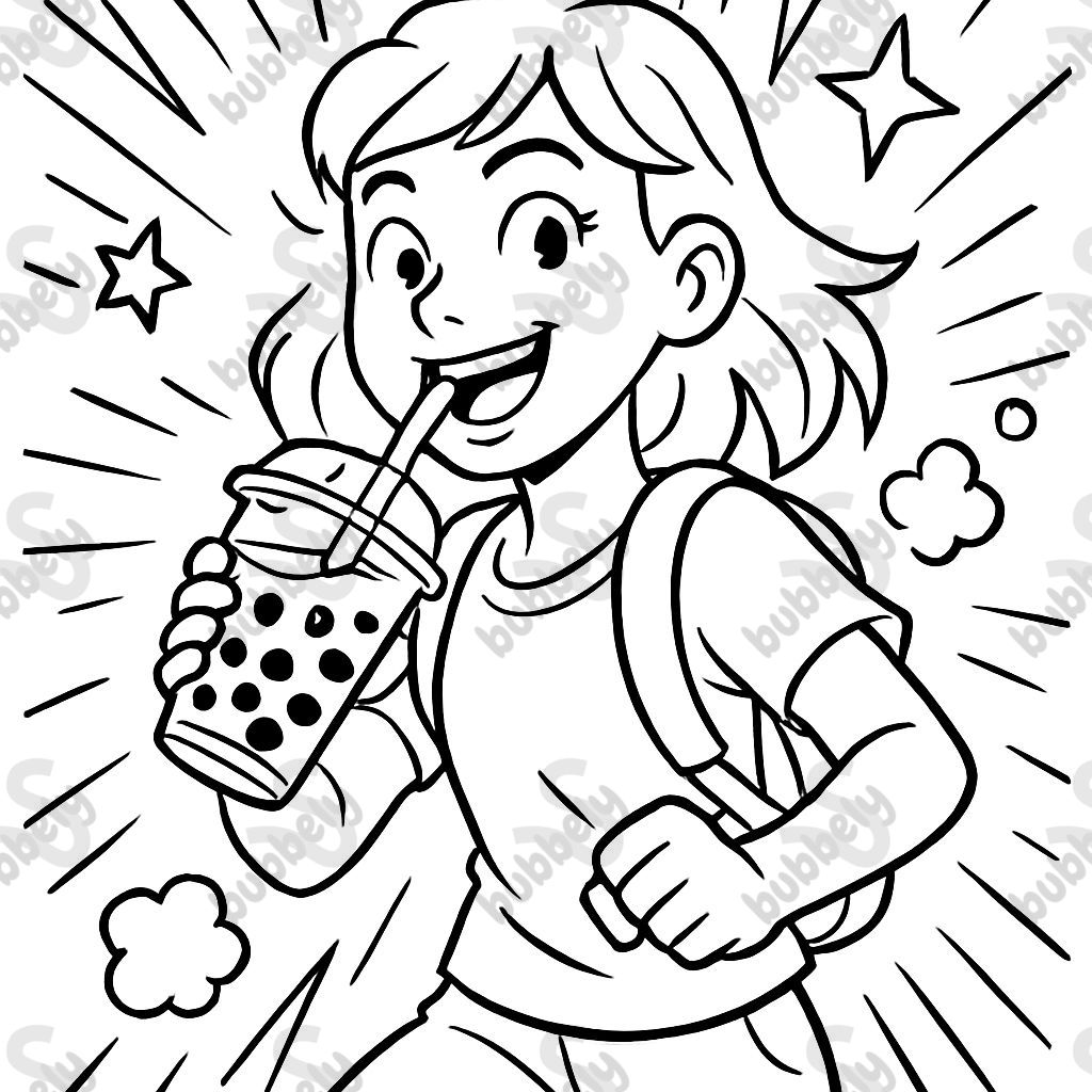 une fille avec un bubble tea à la main une fille avec un bubble tea à la main