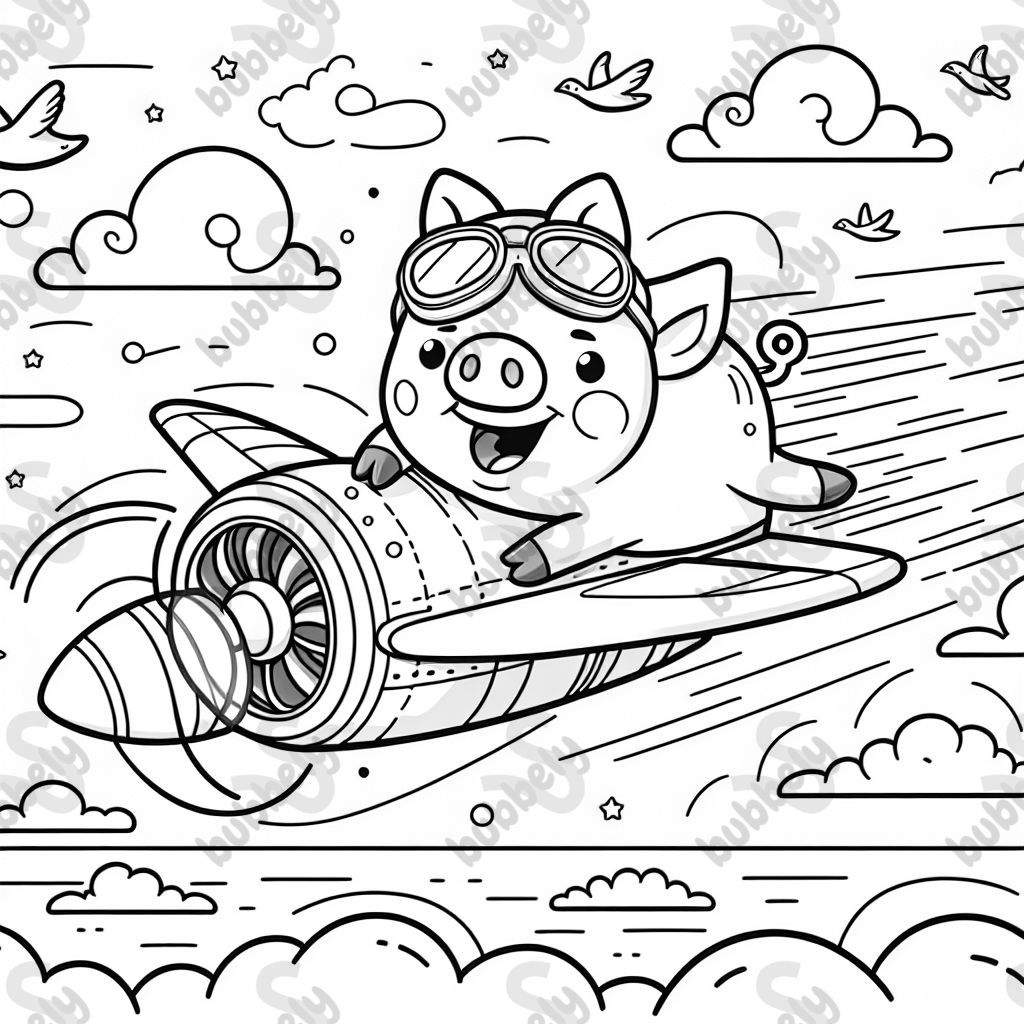 cochon volant avec des turboréacteurs