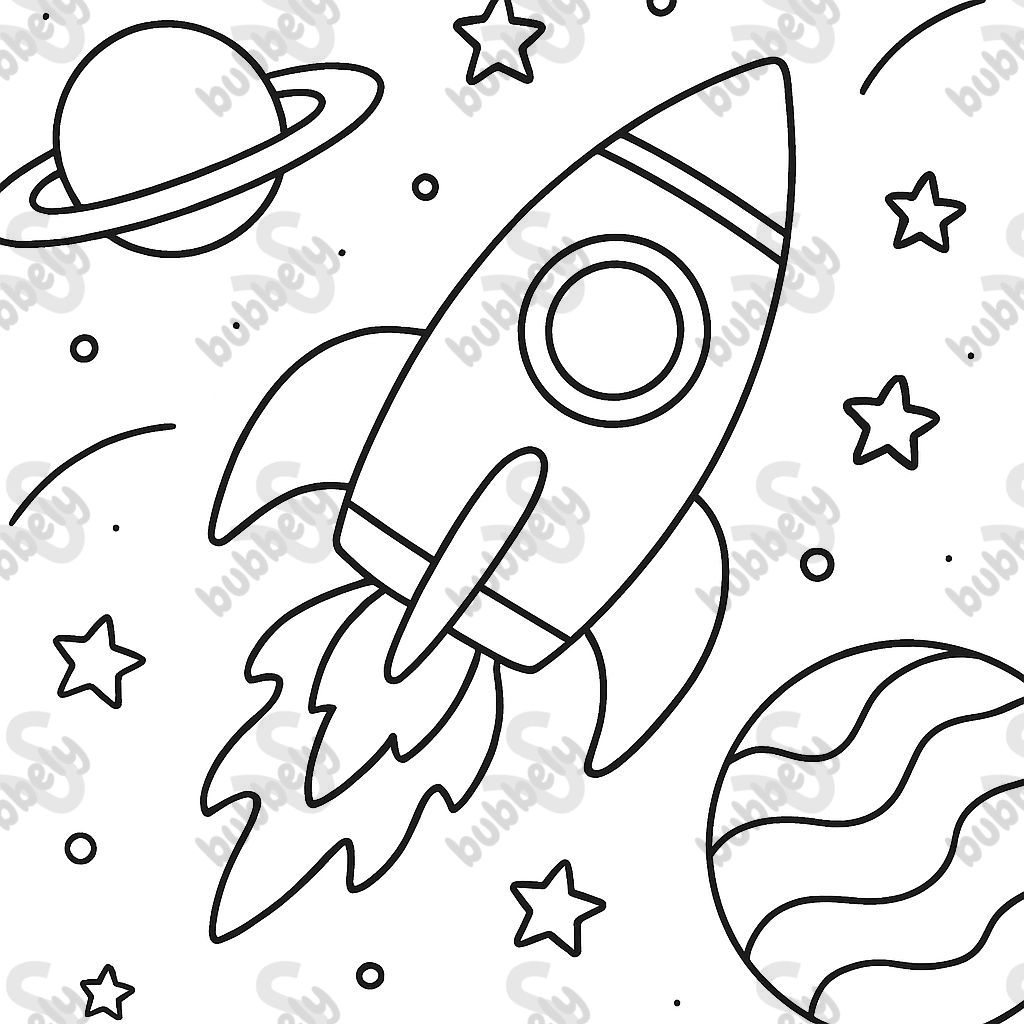 une fusée et des planètes une fusée et des planètes