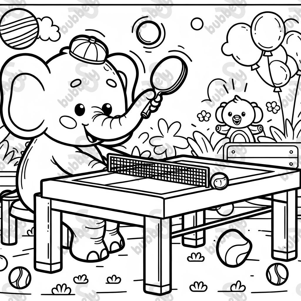 Elephant playing table tennis Elephant playing table tennis