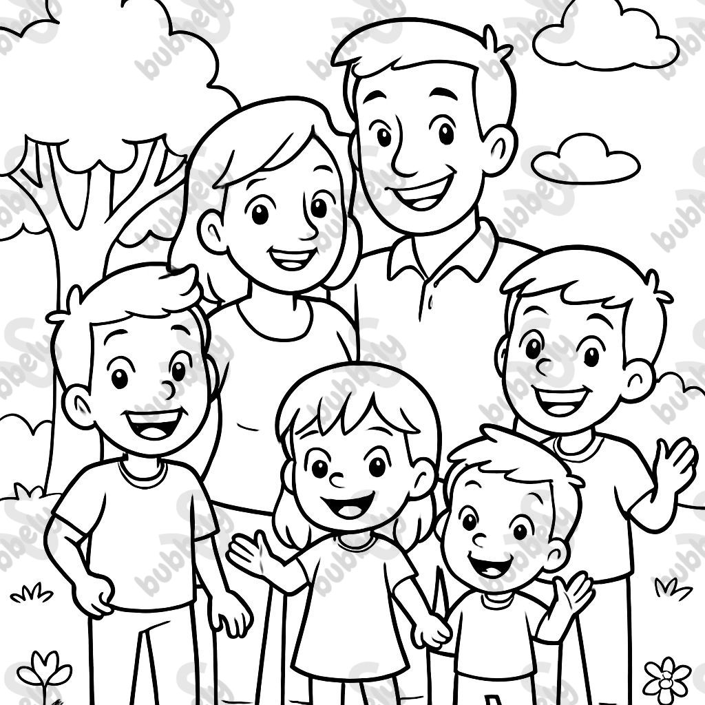 Imagen familiar con padre, madre, 2 chicos grandes, una niña pequeña, un niño pequeño Imagen familiar con padre, madre, 2 chicos grandes, una niña pequeña, un niño pequeño