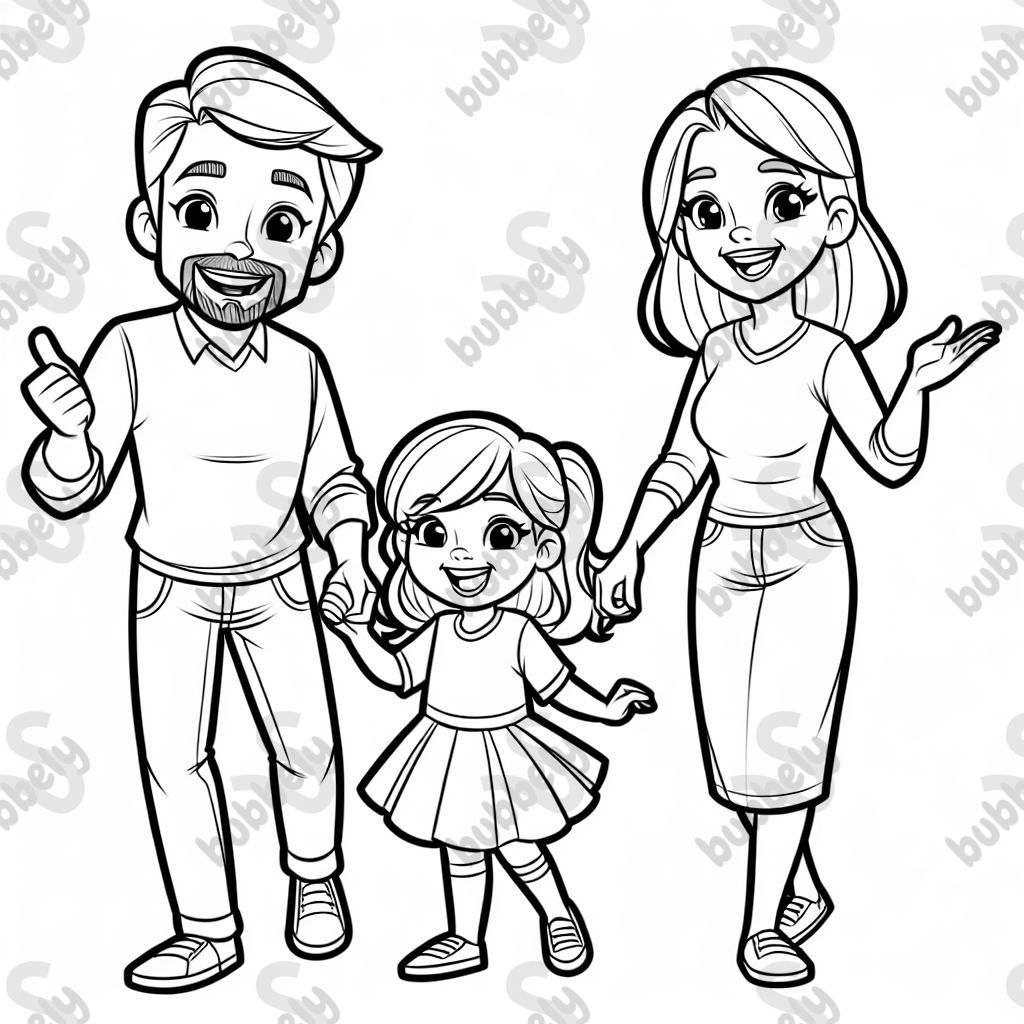 Vater mit Ziegenbart, Mutter und 2 Töchter (eine Tochter mit kurzen Haaren. Die zweite größere Tochter mit Haaren bis zum hintern) Vater mit Ziegenbart, Mutter und 2 Töchter (eine Tochter mit kurzen Haaren. Die zweite größere Tochter mit Haaren bis zum hintern)