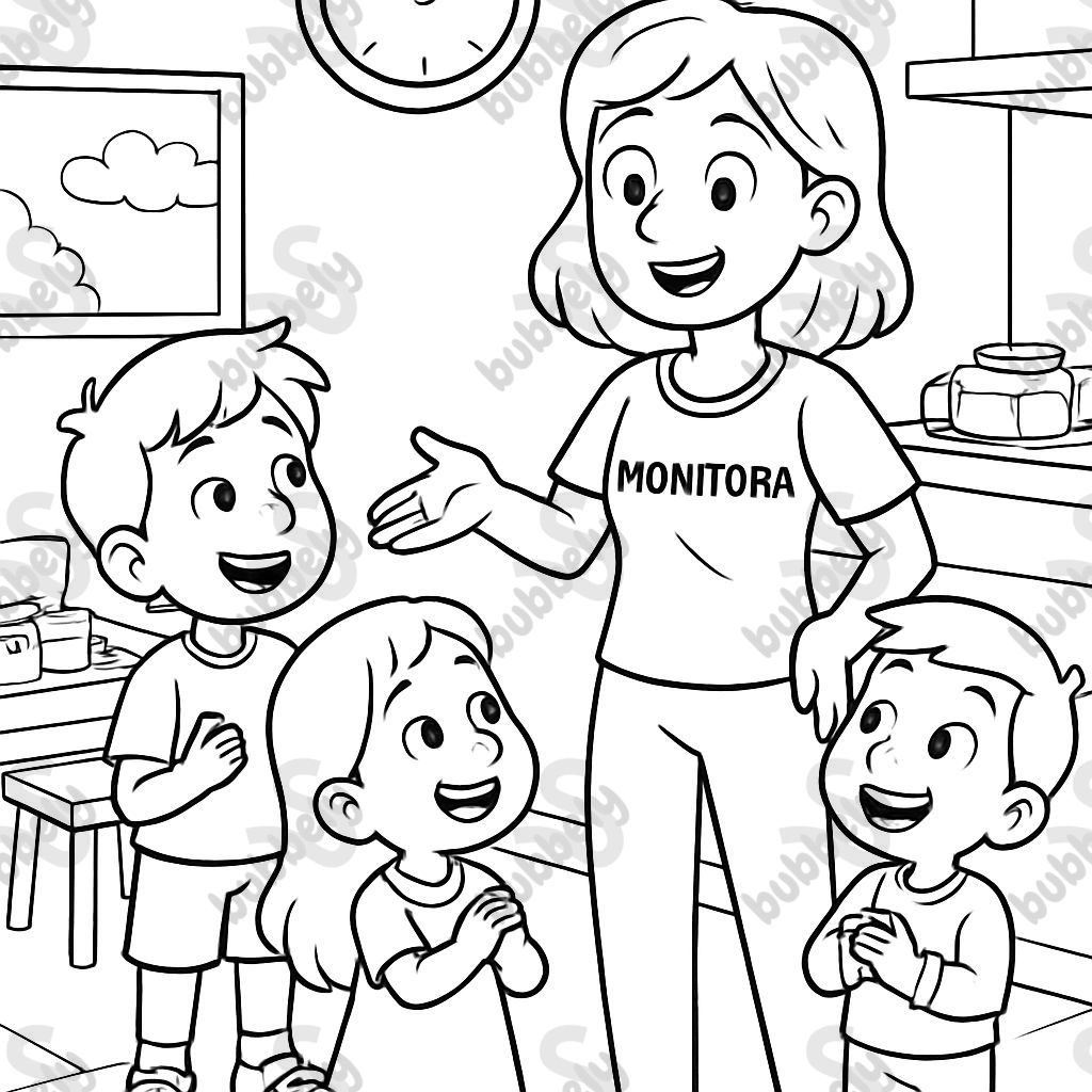 Kinder sprechen respektvoll mit der Aufsicht im Speisesaal Kinder sprechen respektvoll mit der Aufsicht im Speisesaal