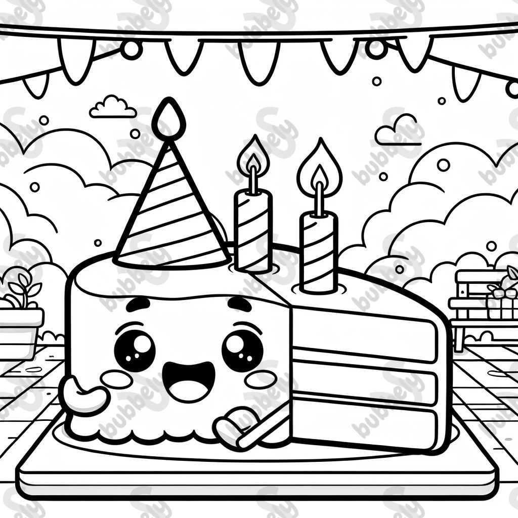 Stück Geburtstagstorte mit 2 Kerzen Stück Geburtstagstorte mit 2 Kerzen