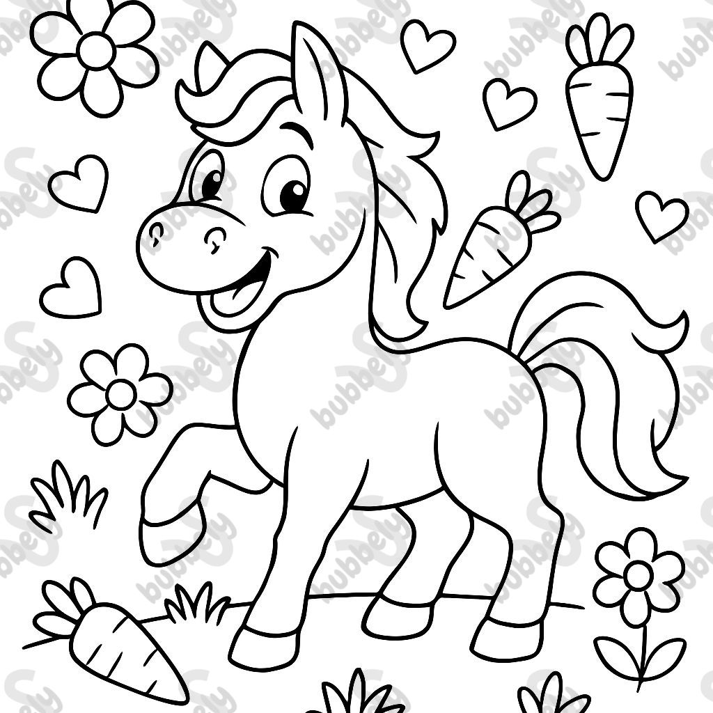 Pferd Blumen Herzen Karotten Pferd Blumen Herzen Karotten