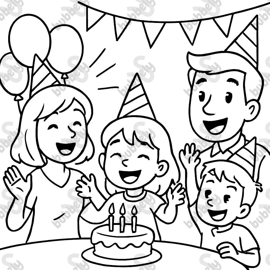 Mamá, papá y hermano celebrando la fiesta de la hermana. Mamá, papá y hermano celebrando la fiesta de la hermana.