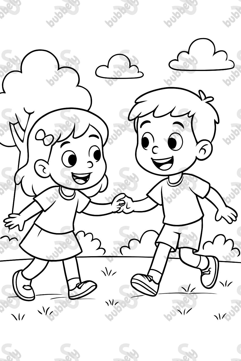 A girl and a boy playing with respect. A girl and a boy playing with respect.