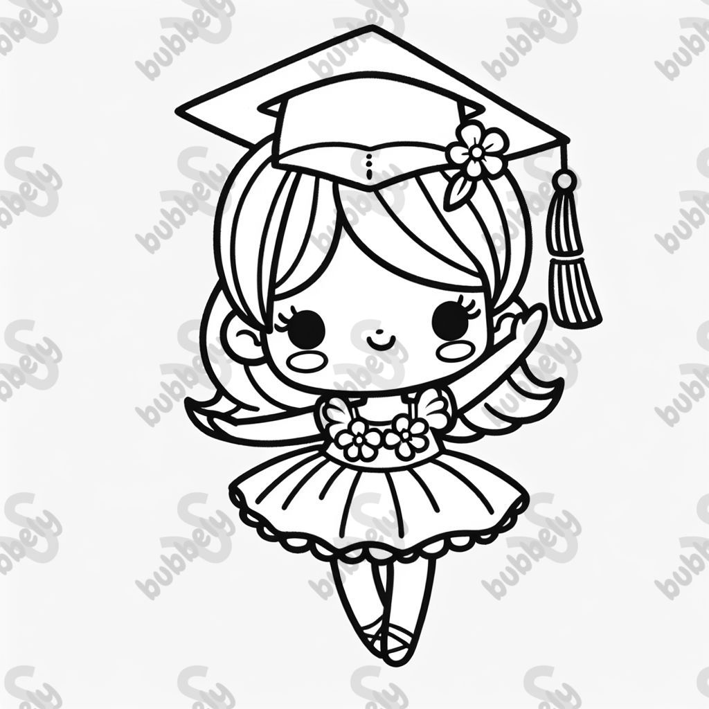 A little girl ballerina in a graduation cap and gown A little girl ballerina in a graduation cap and gown