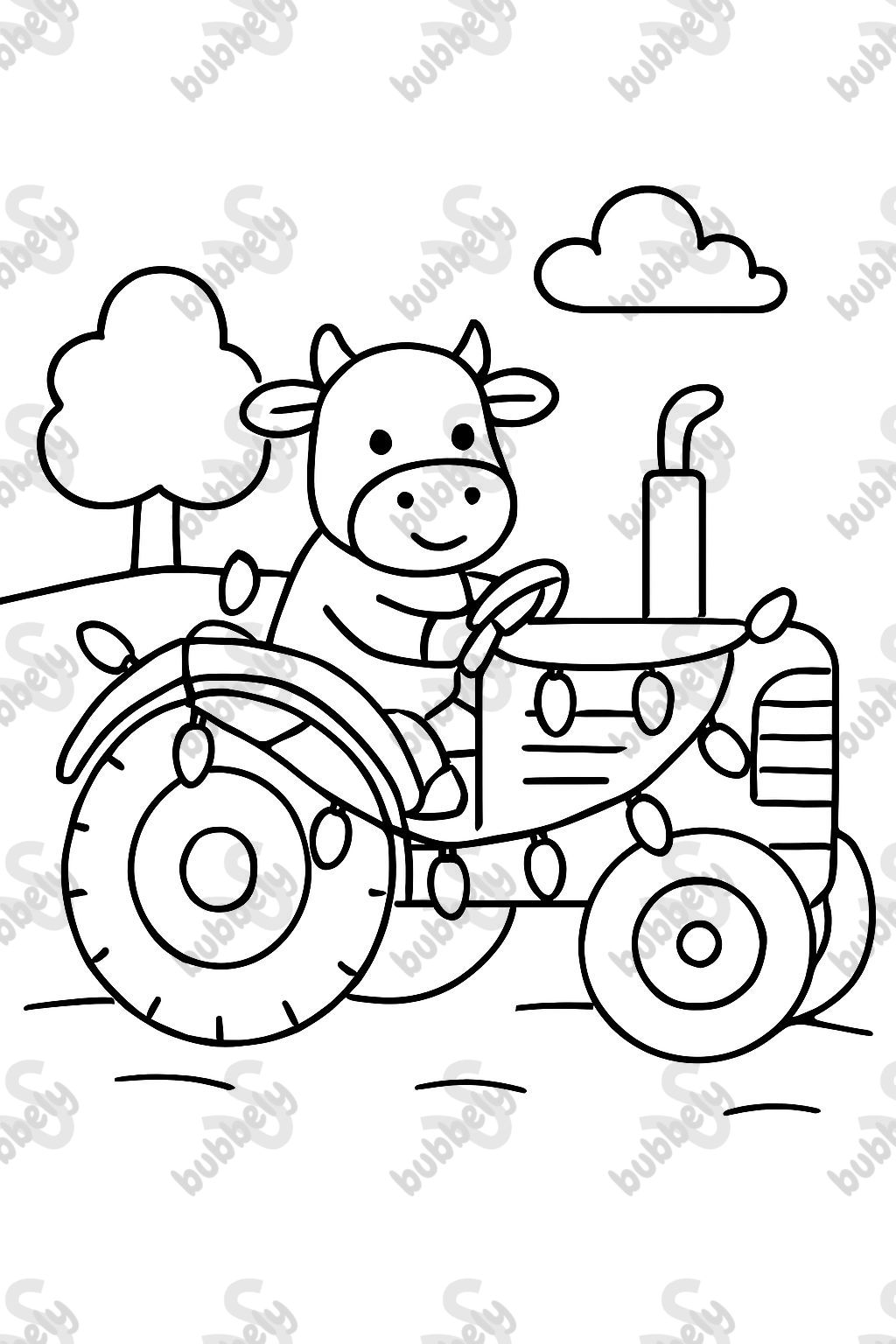 Ein Traktor mit Weihnachtslichtern, gefahren von einer Kuh. Ein Traktor mit Weihnachtslichtern, gefahren von einer Kuh.