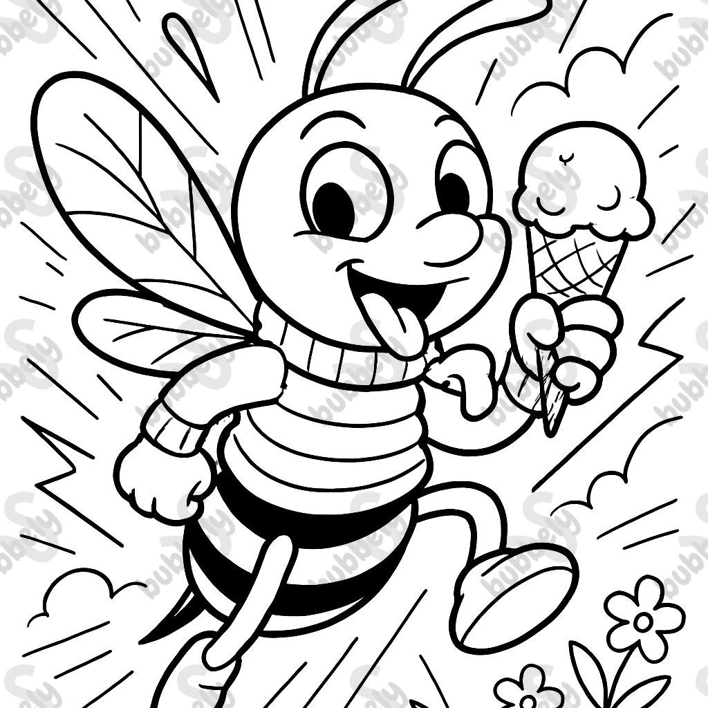 a bee wearing a sweater eating ice cream a bee wearing a sweater eating ice cream